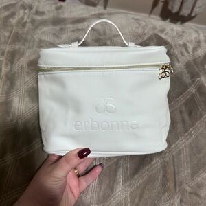 Arbonne White Cosmetic Bag with Gold Accents